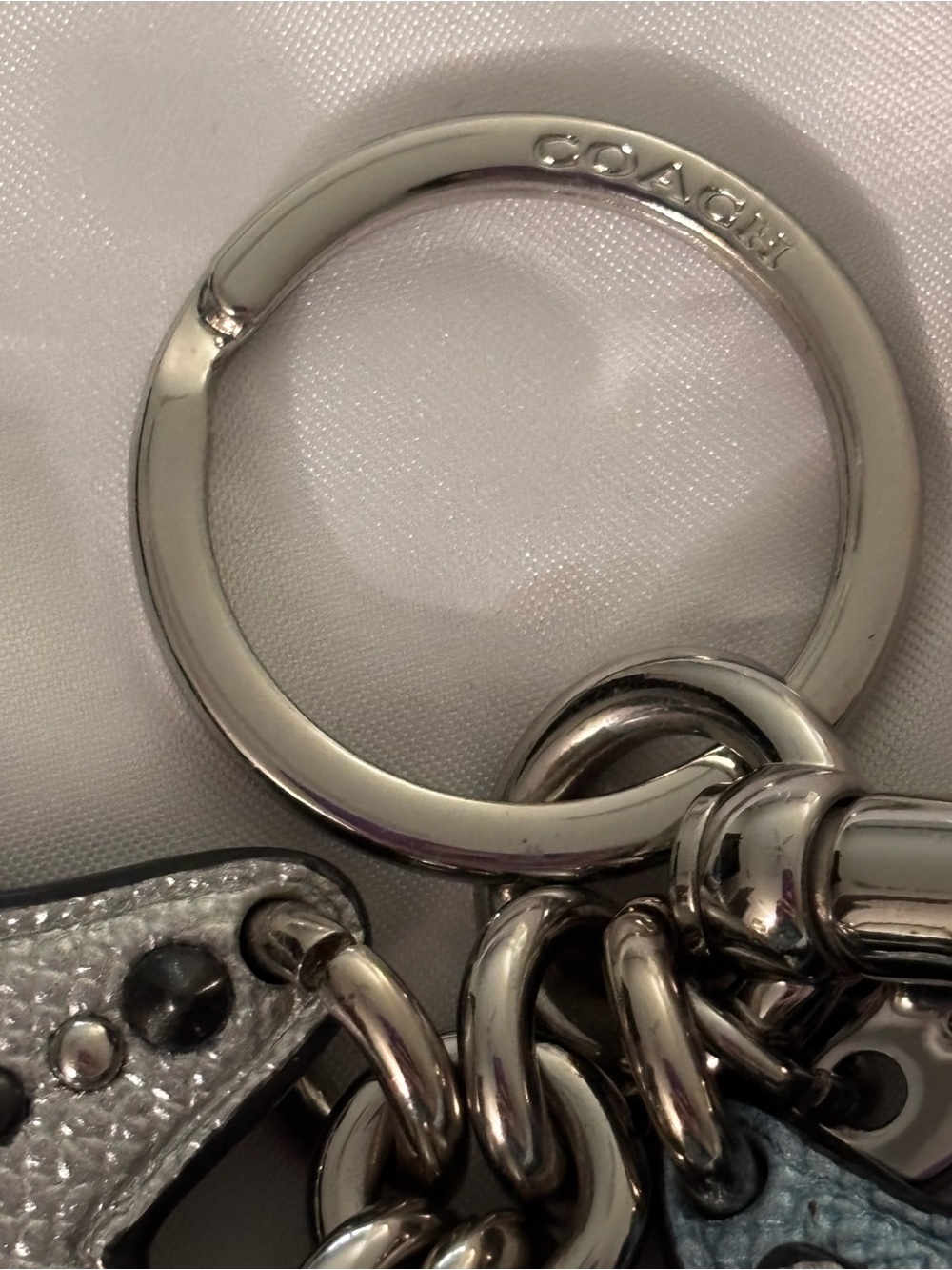 Coach Multi Star Bag Charm Keychain Metallic Blue Silver Black Studded - Picture 4 of 6
